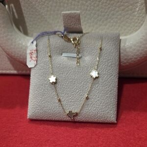 18K Real Gold Bracelet,Pearl Butterfly and Flower Charm Design